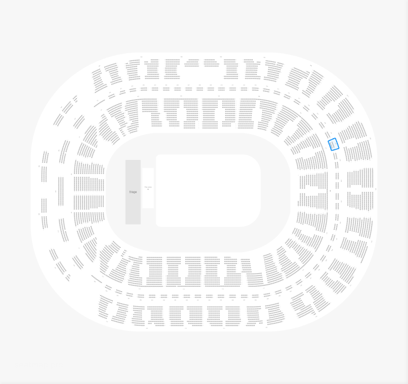 Venue fully zoomed out with a section highlighted on click