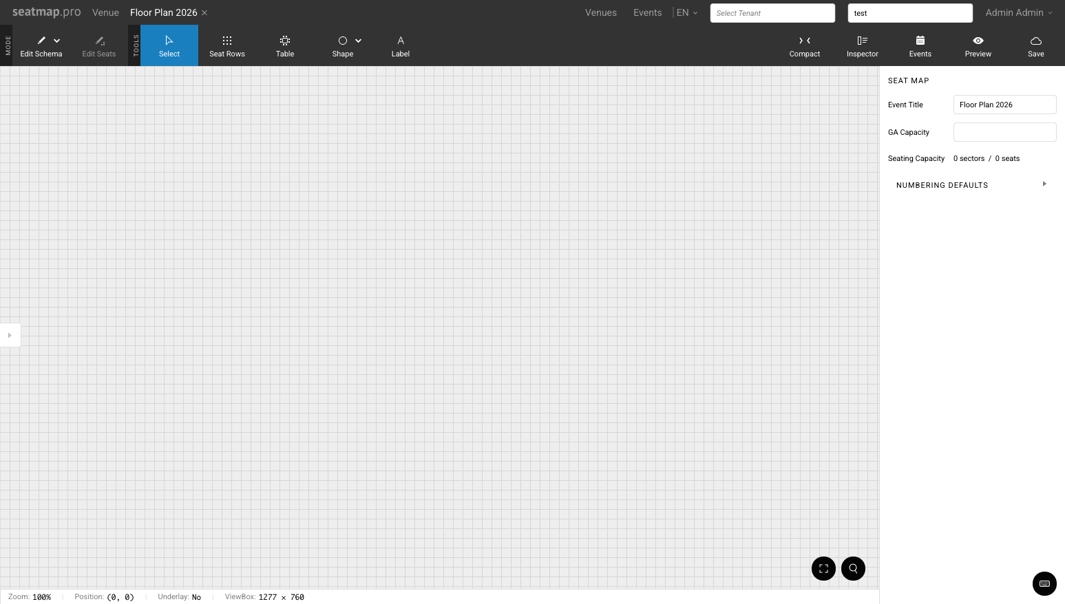 Events button in the editor toolbar